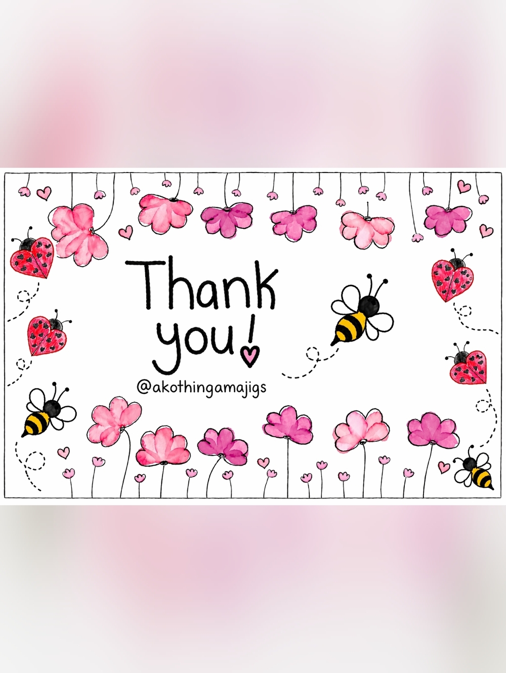 @akothingamajigs Thank You Florals & Bugs 50 Count Business Cards
